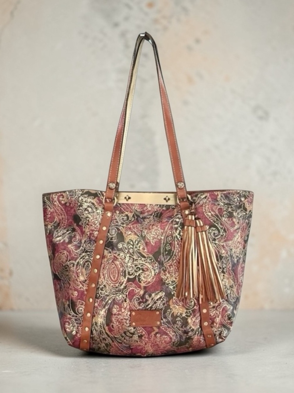 Patricia Nash “Benvenuto” Large Metallic  Paisley Tote Bag Purse